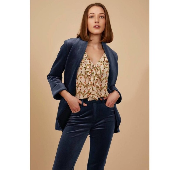 Anthropologie | Traffic People NWT Boyfriend Blazer Navy Blue Large Corduroy - Picture 15 of 15